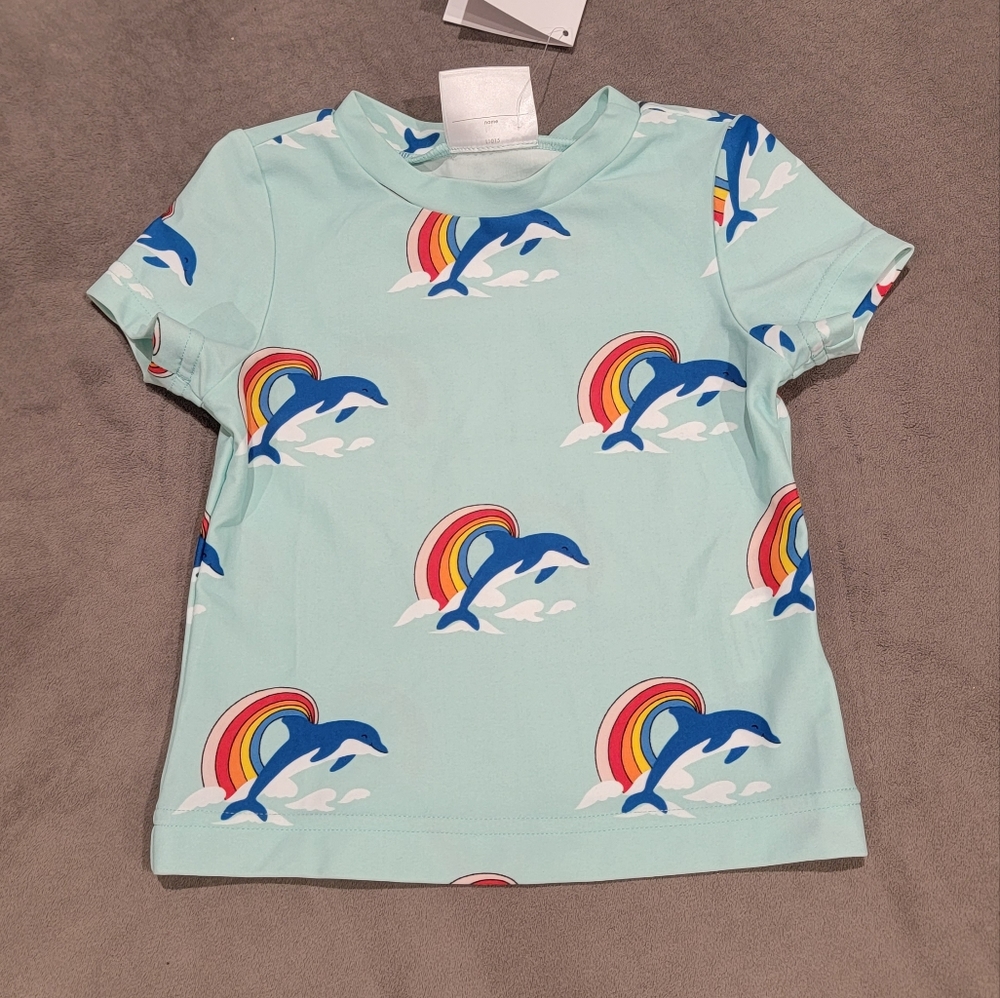 Hanna Andersson Dolphin Rainbow Swim Rashguard Top/shirt Size US 3 NWT